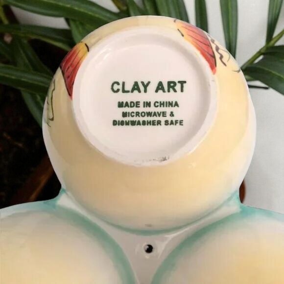 Clay Art Palm Tree 3 Part Condiment Server w/Center Handle - Picture 5 of 5